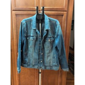 Women's Maurices Denim Long Sleeved Jacket 3X Medium Dk Blue Button Up Pockets